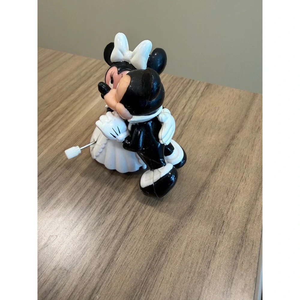 Vintage Disney Mickey Minnie Mouse Wedding Wind Up Toy Bride Groom Figure  Works